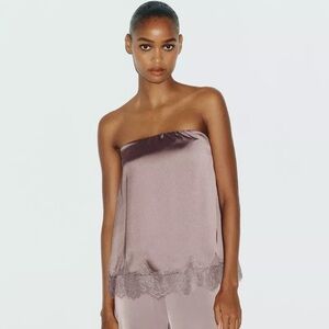 Zara satin effect lace strapless top